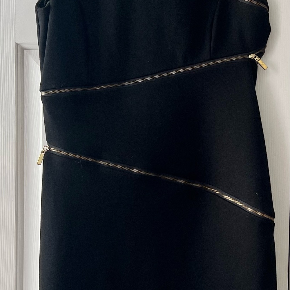 Adrienne Vittadini Black Dress with Gold Zippers